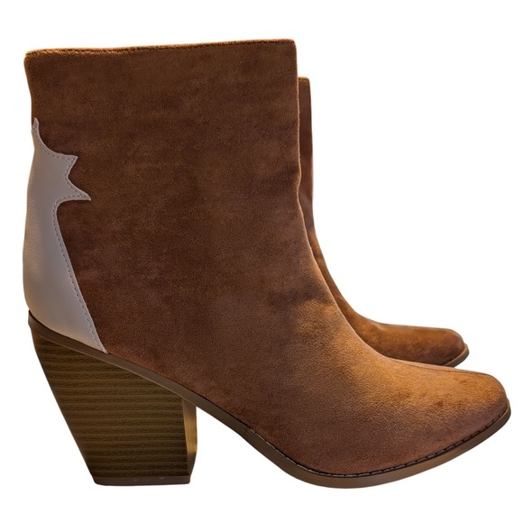 Yoki Fashion Shoes - Yoki Ankle Boots Women Size 10 Rust Excellent Vella-52 Star‎ Western Block Heel
